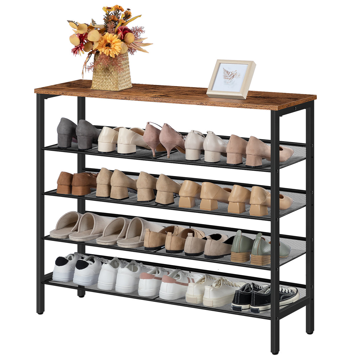 39.4'' W 5 Tier 25 Pair Shoe Rack